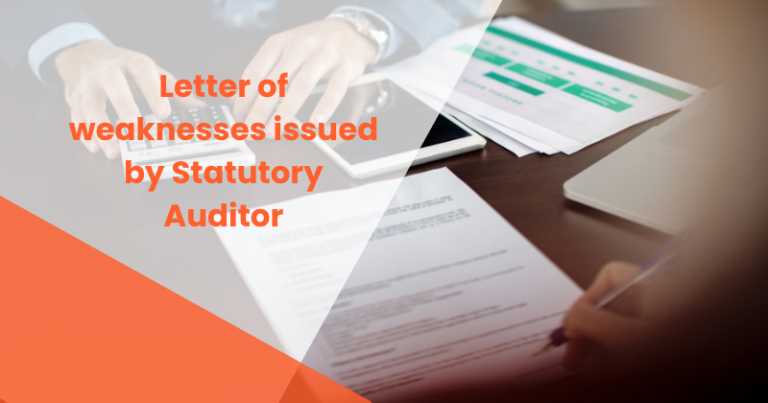 Letter of weaknesses issued by Statutory Auditor