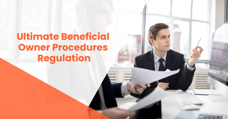 Ultimate Beneficial Owner Procedures digital concept with technology interface