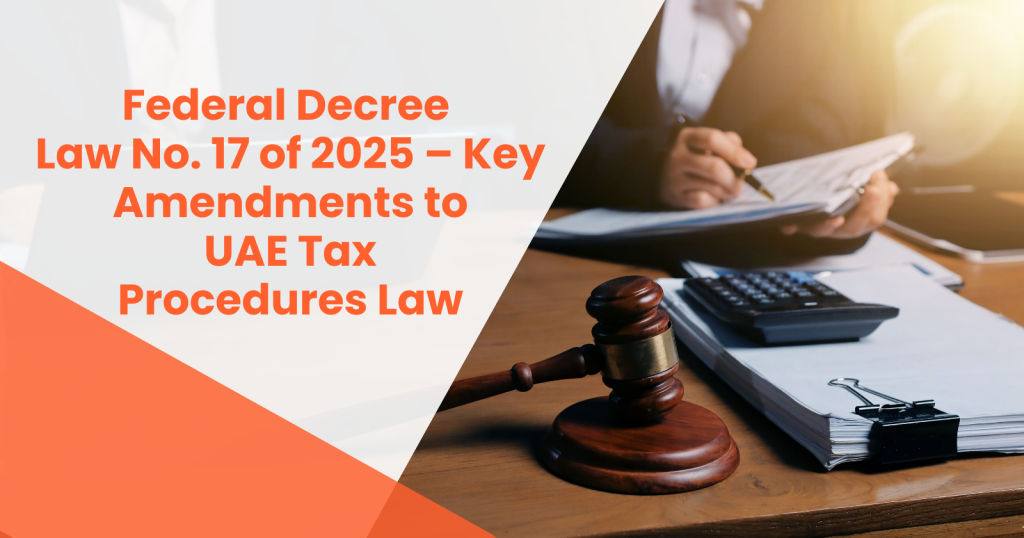Calculator, tax documents, and financial paperwork representing UAE tax procedures.