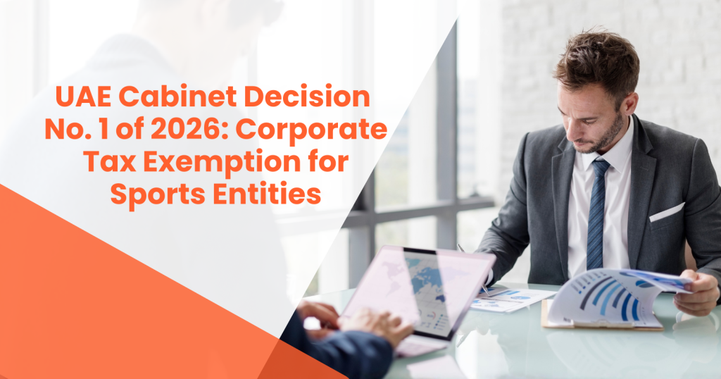Business professional reviewing documents in an office, representing UAE Cabinet Decision on corporate tax exemption for sports entities.