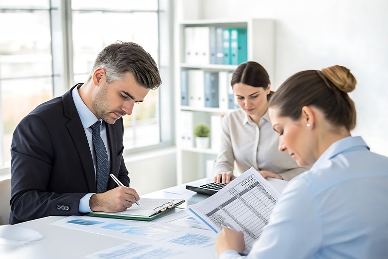 Approved Auditors in UAE Free Zones reviewing financial documents and audit reports